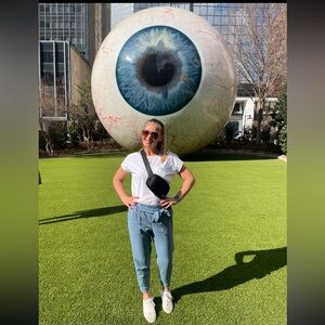 One Stylish Blue Paperbag Waist jogger dress pant like madewell spring joggers